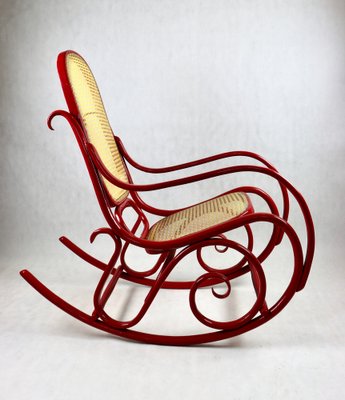 Vintage Red Rocking Chair attributed to Michael Thonet-UJQ-1517521