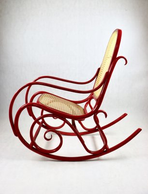 Vintage Red Rocking Chair attributed to Michael Thonet-UJQ-1517521