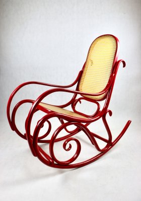 Vintage Red Rocking Chair attributed to Michael Thonet-UJQ-1517521