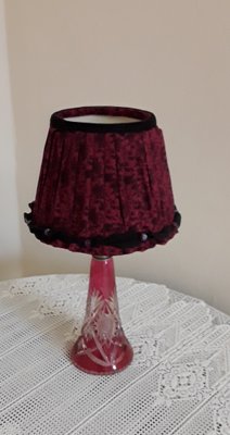 Vintage Red Table Lamp with Polished Conical Foot-HOI-1394063