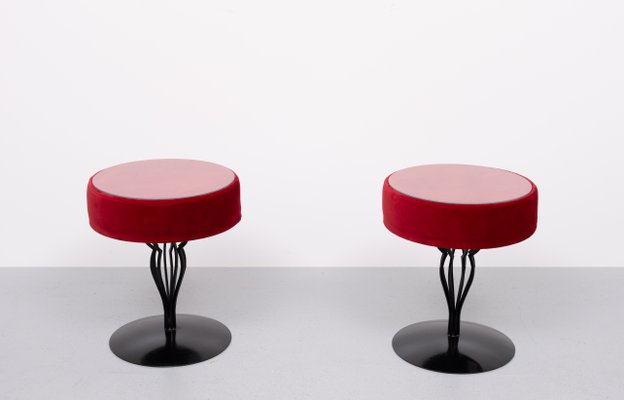 Vintage Red Velvet Side Tables from De Ster Gelderland, 2000, Set of 2-GCG-2041824