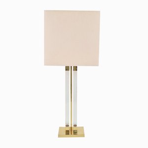 Vintage Regency Acrylic & Brass Table Lamp, Italy, 1970s-AXJ-2020485