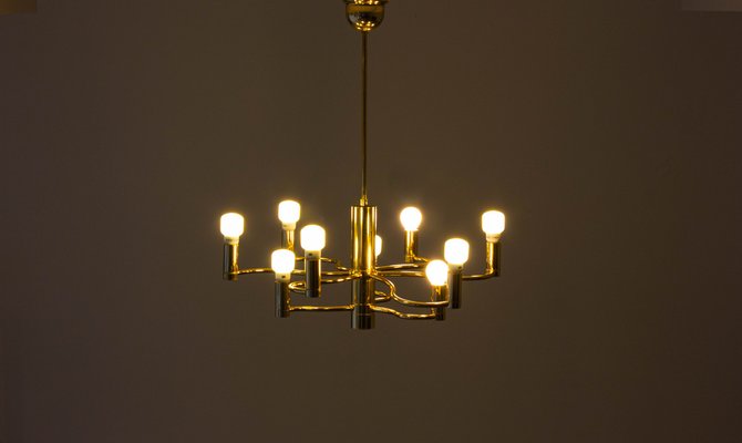 Vintage Regency Brass Chandelier, 1980s-LIO-1787618