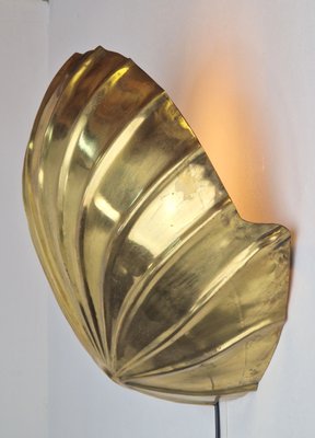 Vintage Regency Brass Shell Wall Lamp, Italy, 1980s-AXJ-1788998