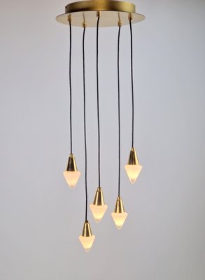 Vintage Regency Cascade Pendant Lamp in Glass & Brass by Herbert Schmidt Leuchten, 1970s-AXJ-2020536