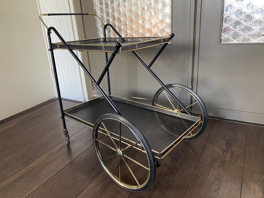 Vintage Regency Italian Brass and Metal Bar Cart, 1950s-DE-1403171