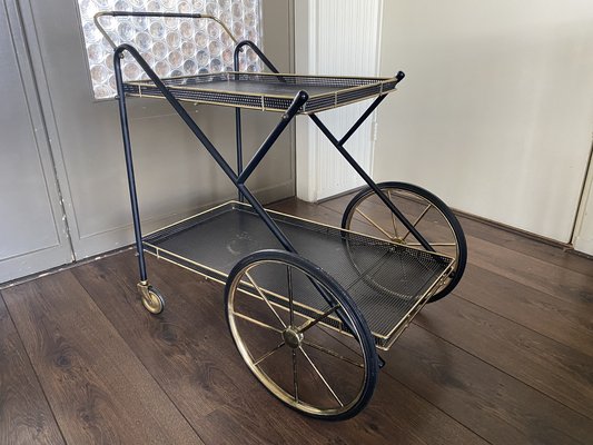 Vintage Regency Italian Brass and Metal Bar Cart, 1950s-DE-1403171