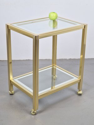 Vintage Regency Two-Tone Serving Trolley in Brass & Glass, 1970s-AXJ-2022555