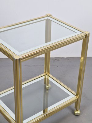 Vintage Regency Two-Tone Serving Trolley in Brass & Glass, 1970s-AXJ-2022555