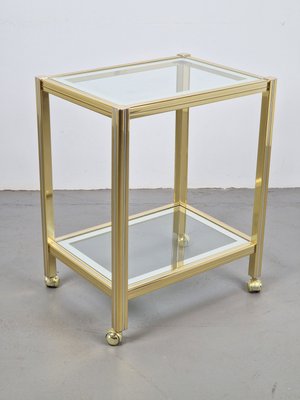 Vintage Regency Two-Tone Serving Trolley in Brass & Glass, 1970s-AXJ-2022555