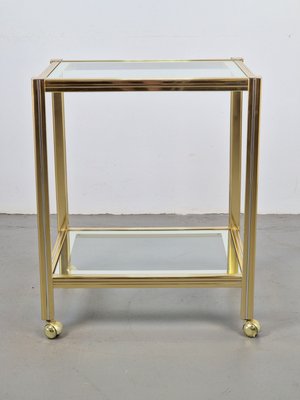 Vintage Regency Two-Tone Serving Trolley in Brass & Glass, 1970s-AXJ-2022555