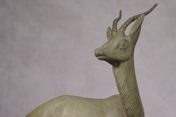 Vintage Regula Deer Sculpture on Marble Base, 1940s-NEN-2033929