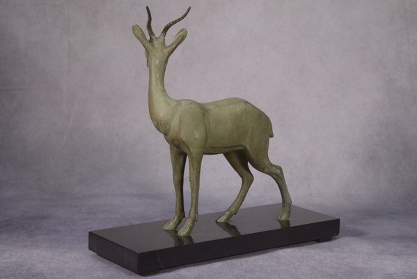 Vintage Regula Deer Sculpture on Marble Base, 1940s-NEN-2033929