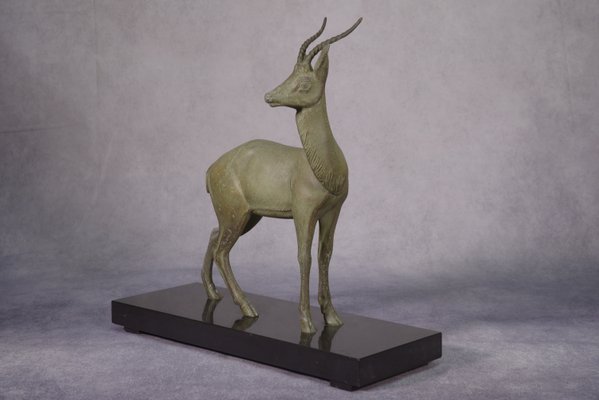 Vintage Regula Deer Sculpture on Marble Base, 1940s-NEN-2033929