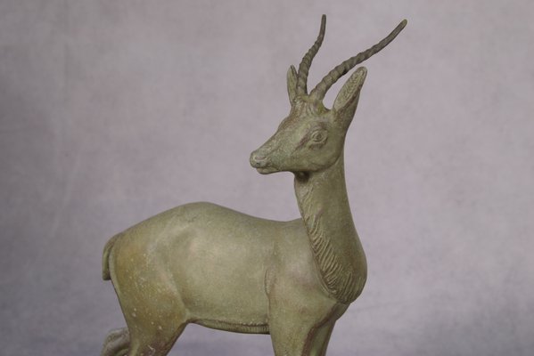 Vintage Regula Deer Sculpture on Marble Base, 1940s-NEN-2033929