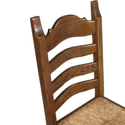 Vintage Renaissance Style Italian Carved Walnut and Straw Dining Chairs, 1950s, Set of 12-NJV-577213