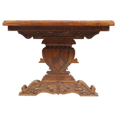 Vintage Renaissance Style Italian Carved Walnut Dining Table by Michele Bonciani-Cascina, 1940s-NJV-577243