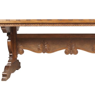 Vintage Renaissance Style Italian Carved Walnut Dining Table by Michele Bonciani-Cascina, 1940s-NJV-577243