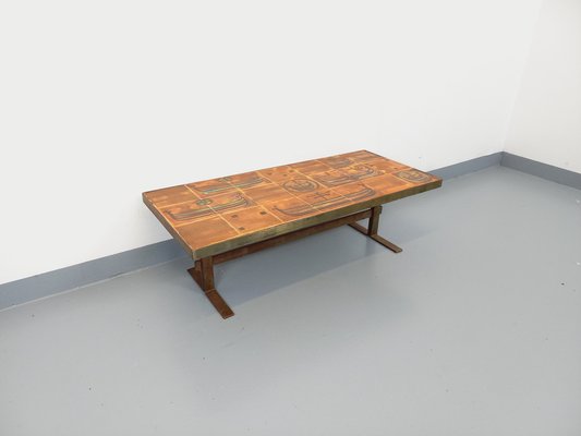 Vintage Roche-Bobois Coffee Table in Steel and Ceramic, 1970s-AHO-1755974