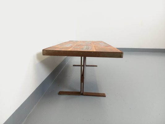 Vintage Roche-Bobois Coffee Table in Steel and Ceramic, 1970s-AHO-1755974