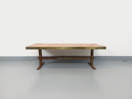 Vintage Roche-Bobois Coffee Table in Steel and Ceramic, 1970s-AHO-1755974