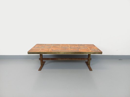 Vintage Roche-Bobois Coffee Table in Steel and Ceramic, 1970s-AHO-1755974