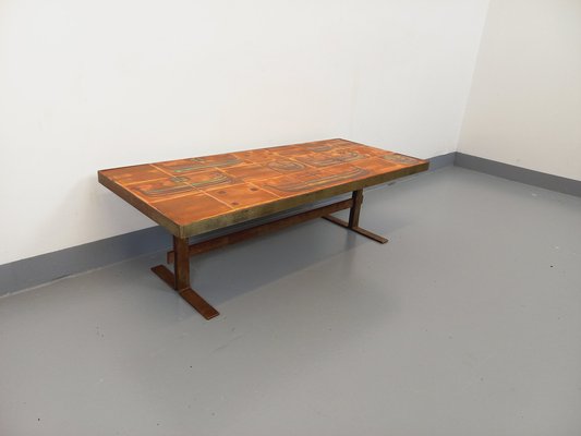 Vintage Roche-Bobois Coffee Table in Steel and Ceramic, 1970s-AHO-1755974