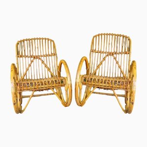 Vintage Rocking Chairs in Bamboo, Set of 2-GZF-1338297