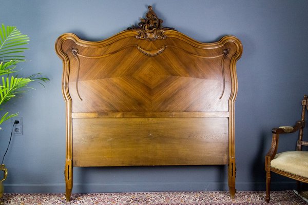 Vintage Rococo Style French Carved Walnut Bed Frame, 1920s-KEG-553816