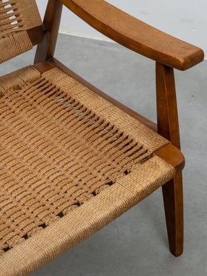 Vintage Rope Woven Lounge Chair in the style of Hans Wegner, 1960s-KL-2016931