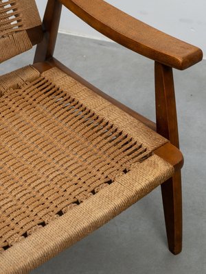 Vintage Rope Woven Lounge Chair in the style of Hans Wegner, 1960s-KL-2016931