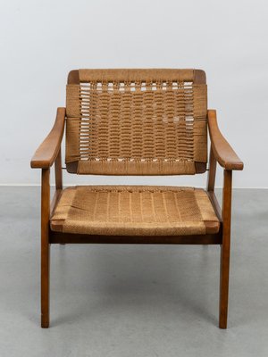 Vintage Rope Woven Lounge Chair in the style of Hans Wegner, 1960s-KL-2016931