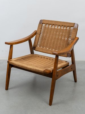 Vintage Rope Woven Lounge Chair in the style of Hans Wegner, 1960s-KL-2016931