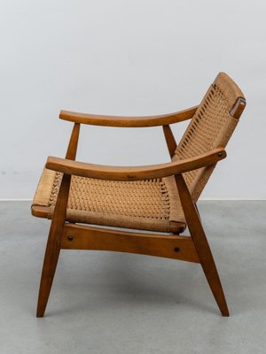 Vintage Rope Woven Lounge Chair in the style of Hans Wegner, 1960s-KL-2016931