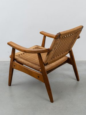 Vintage Rope Woven Lounge Chair in the style of Hans Wegner, 1960s-KL-2016931