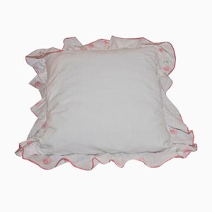 Vintage Rose Patterned Ruffled Cushion-OXJ-883561