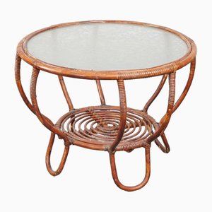 Vintage Round Coffee Table in Rattan-HPP-2041629