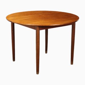 Vintage Round Dining Table in Teak & Veneer, Italy, 1960s-VMM-2042312