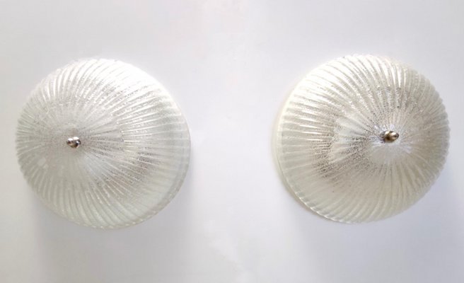 Vintage Round Murano Glass Ceiling Lights, 1970s, Set of 2-JPQ-2020521