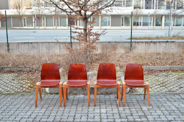 Vintage Royal Bentwood & Plywood Stacking Chairs, 1960s, Set of 4-UF-1383553