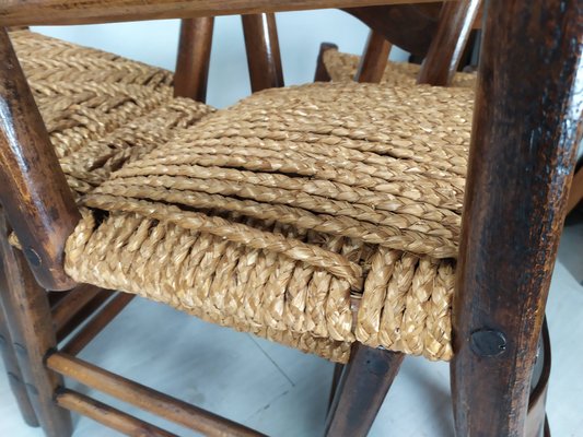 Vintage Rustic Straw Chairs, 1950s, Set of 6-EAD-2034476