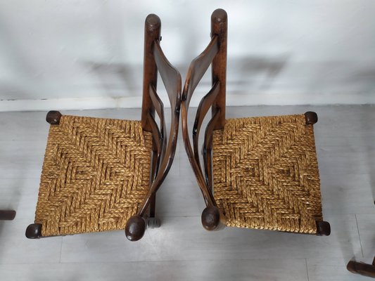 Vintage Rustic Straw Chairs, 1950s, Set of 6-EAD-2034476