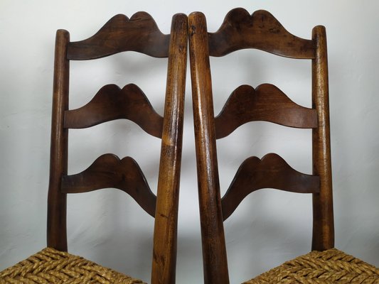 Vintage Rustic Straw Chairs, 1950s, Set of 6-EAD-2034476