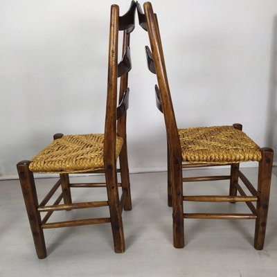 Vintage Rustic Straw Chairs, 1950s, Set of 6-EAD-2034476