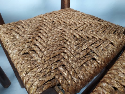 Vintage Rustic Straw Chairs, 1950s, Set of 6-EAD-2034476