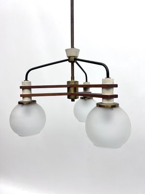 Vintage Satin Glass Chandelier, Italy, 1950s-OT-1699917