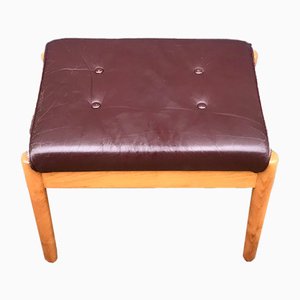 Vintage Scandinavian Beech & Leather Ottoman from Farstrup Møbler, 1970s-LCR-875571