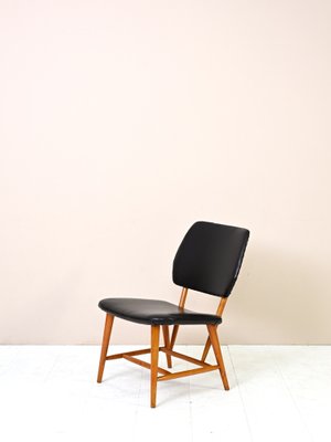 Vintage Scandinavian Black Leather Chair, 1950s-QWP-1420759