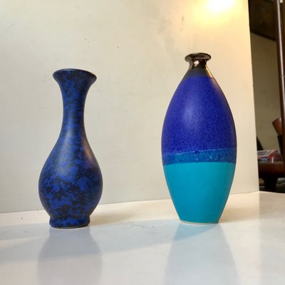 Vintage Scandinavian Blue Stoneware Vases, Set of 2-LCR-912973