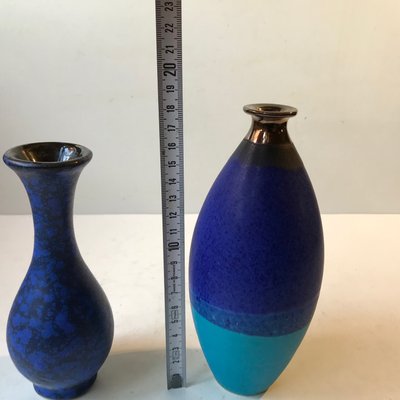 Vintage Scandinavian Blue Stoneware Vases, Set of 2-LCR-912973